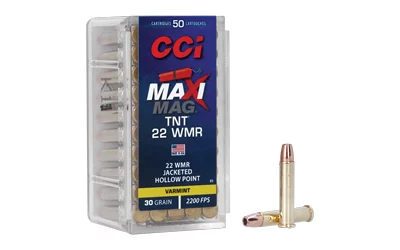 CCI Maxi-Mag TNT .22 WMR 30 gr Jacketed Hollow Point box