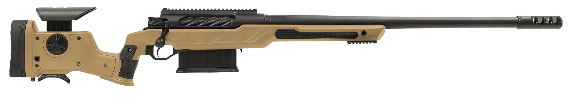 CDX QUAKE Precision 50BMG 29 barrel rifle in Hybrid Tan-Black