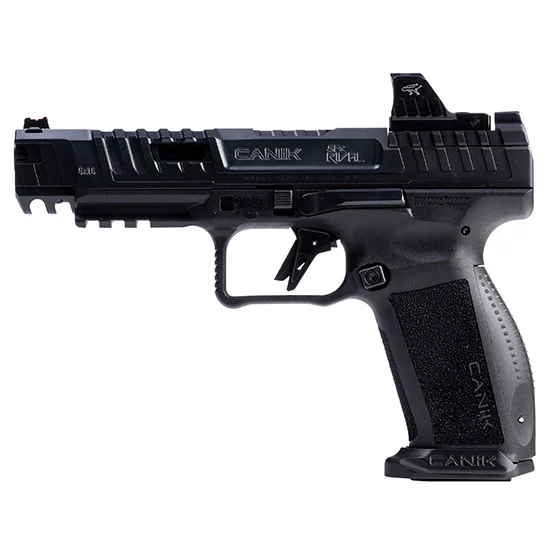 Canik SFx Rival Dark Side 9mm pistol with MeCanik MO1 red dot optic and black finish