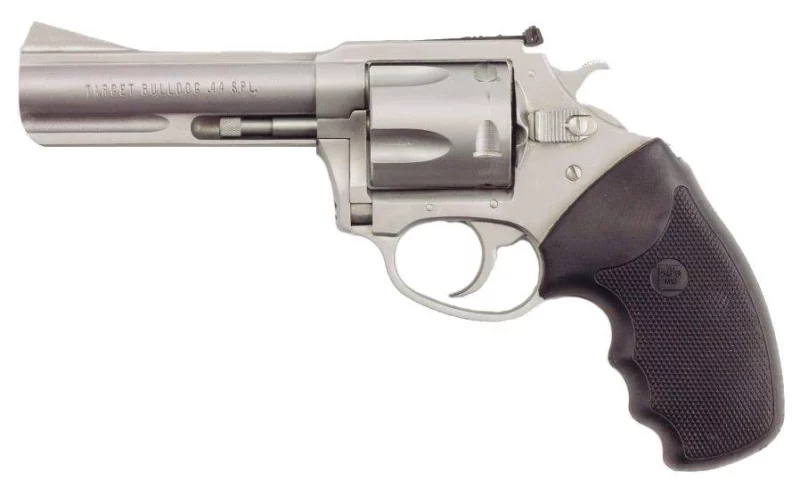 Charter Arms Target Bulldog .44 Special 4.2 in stainless revolver with black rubber full grip, 5-shot