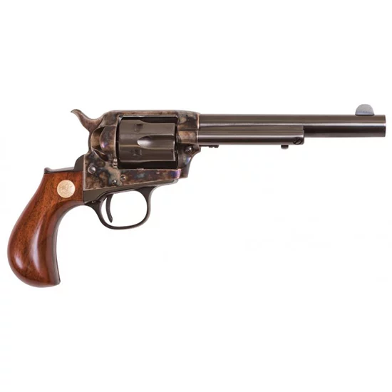 Cimarron Lightning .38 Special 5.5-inch blued revolver with wood grips