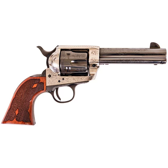 Cimarron Frontier Pre-War .45 Long Colt 4.75in engraved old silver frame blued barrel walnut grip