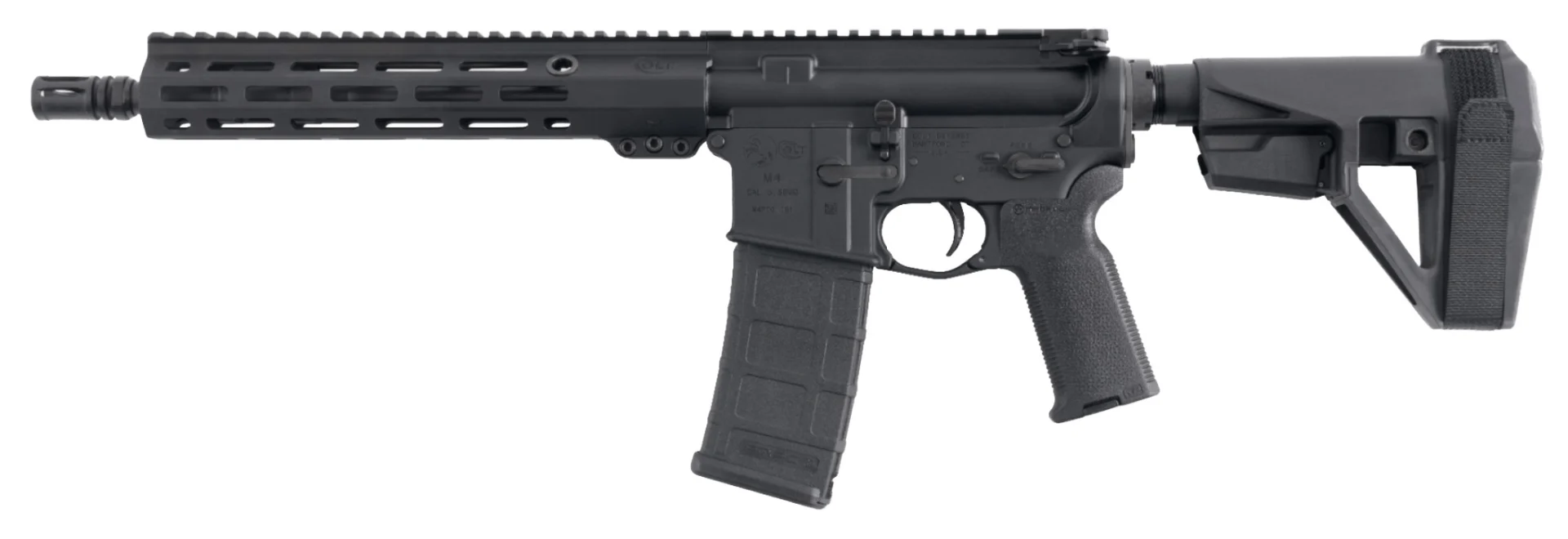 Colt M4 pistol 5.56 NATO 11.5 inch barrel SBA5 brace matte black with 30-round Magpul PMAG