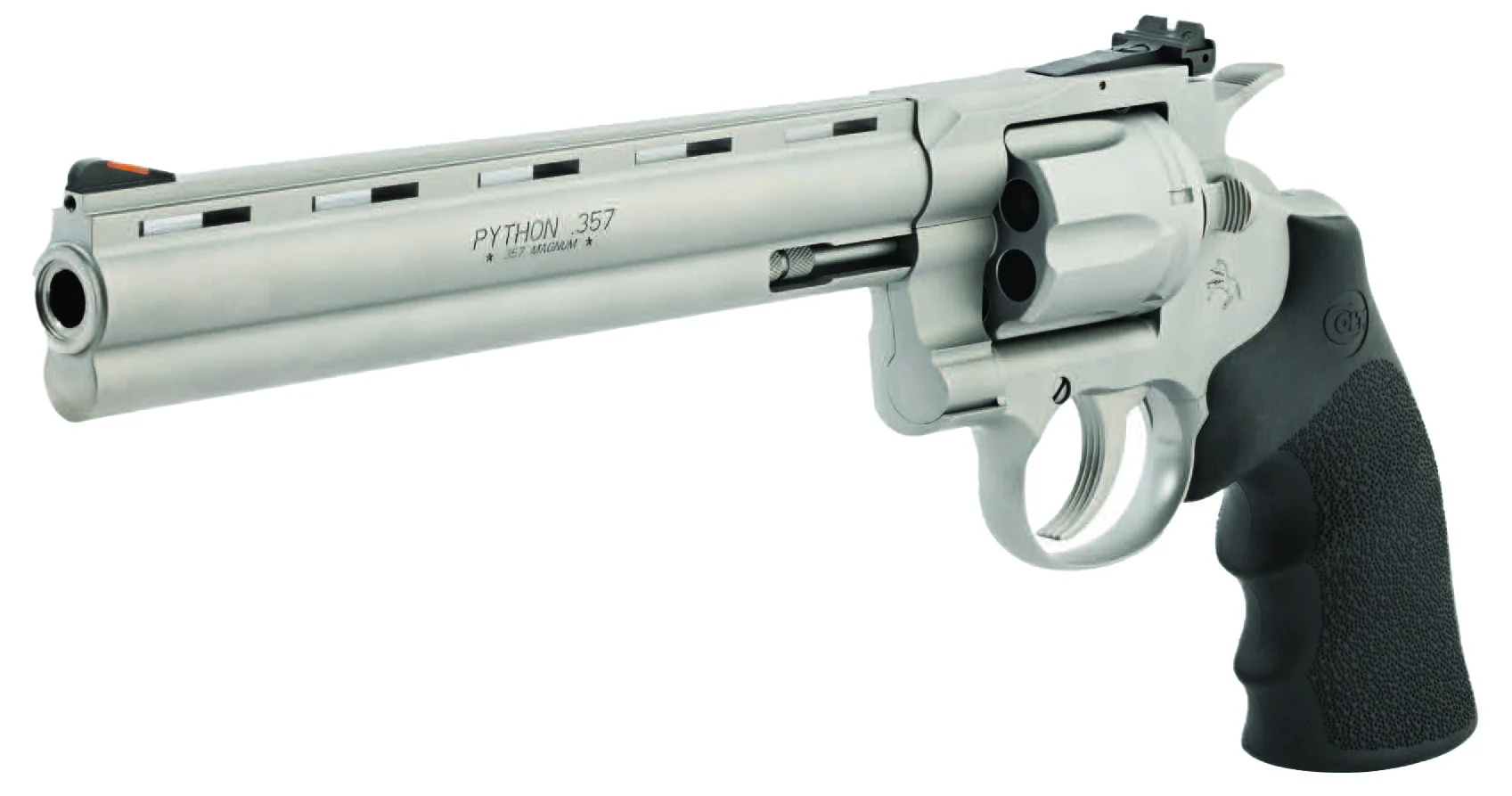 Colt Python 8-inch Matte Stainless Revolver .357 Magnum with Hogue rubber grips