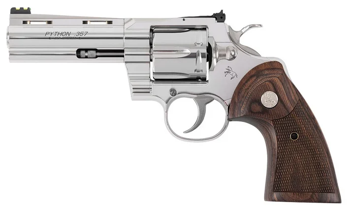Colt Python .357 Magnum Shooter's Model 6-round stainless revolver with walnut grips and green fiberoptic front sight
