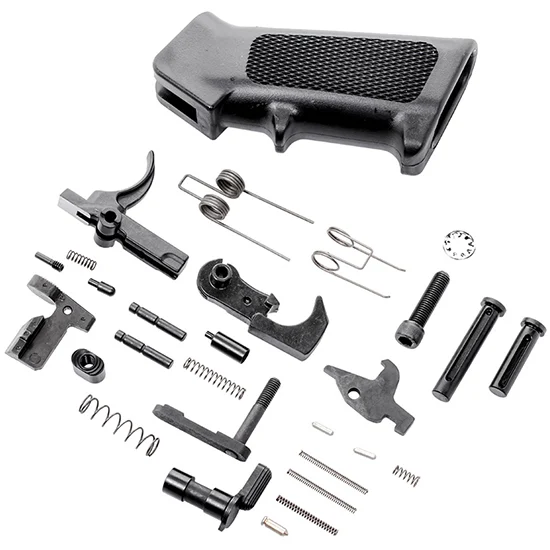 CMMG MK3 AR-10 .308 lower parts kit components in color-coded bags and included pistol grip