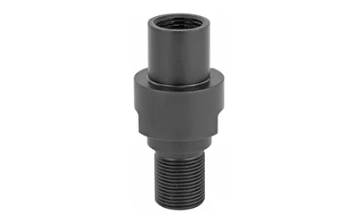 CMMG PS90 thread adapter converting M12 LH to 1/2-28, black steel