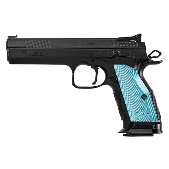 CZ-USA TS 2 .40 S&W pistol black slide blue aluminum grips 5.28 in barrel