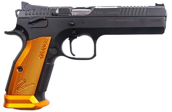 CZ-USA TS 2 Orange 9mm pistol, 5.23 in bull barrel, orange aluminum grips