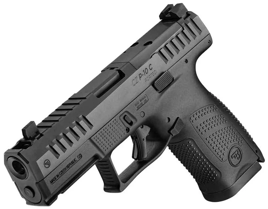 CZ P-10 C OR Ported 9mm pistol, black polymer frame, optics-ready slide, ported barrel