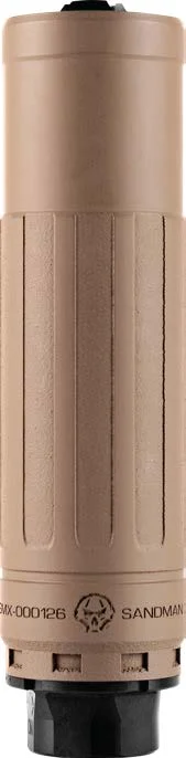 Dead Air Sandman X Xeno mount suppressor FDE, 6.4 in length, 1.65 in diameter, 5/8-24 adapter