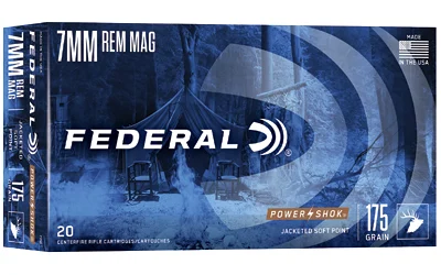 Federal Power-Shok 7mm Rem Mag 175gr Jacketed Soft Point 20-round box
