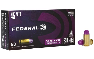 Federal Syntech Training Match .45 ACP 230 gr TSJ 50-round box packaging
