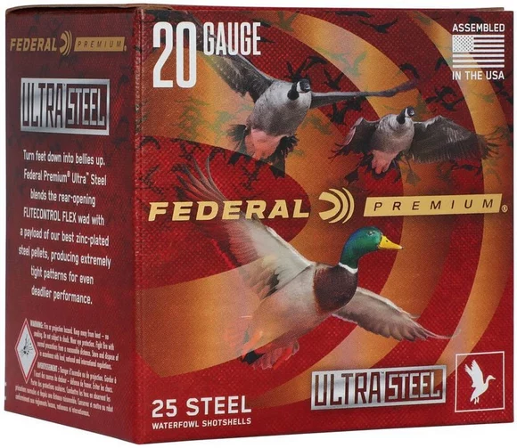 Federal Premium Ultra Steel Black Cloud 20 Gauge 3-inch 1 oz #2 steel shot 25 per box