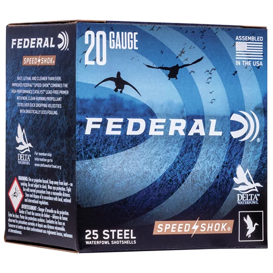 Federal Speed-Shok 20ga 2-3/4" 3/4 oz #4 steel shotshell 25rd box