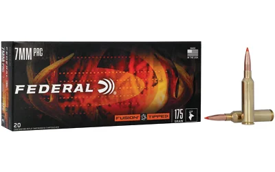 Federal Fusion Tipped 7mm PRC 175gr polymer tip rifle ammunition, 20-round box