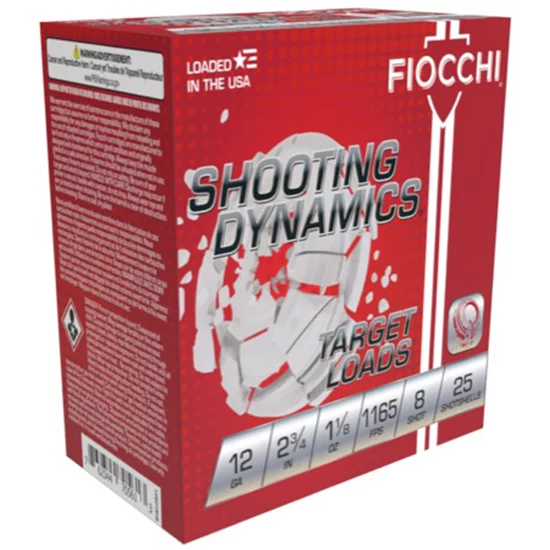 Fiocchi Shooting Dynamics 12ga 2.75 in 1 1/8 oz #8 shot 25 rounds box