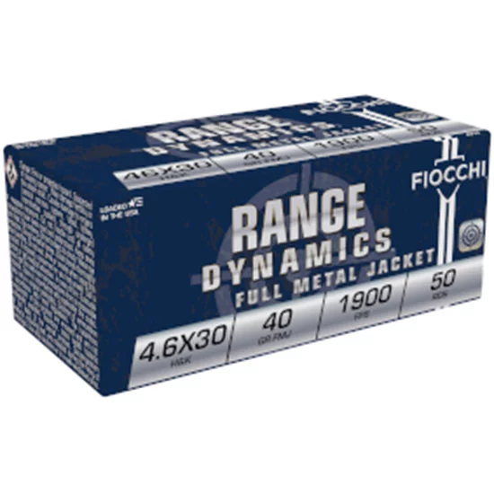 Fiocchi 4.6x30mm HK 40gr FMJ 50rd Box cchi 4.6x30mm HK 40gr FMJ 50rd Box Ammo