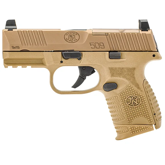 FN 509C MRD compact 9mm pistol Flat Dark Earth 3.7 inch barrel with optics-ready slide