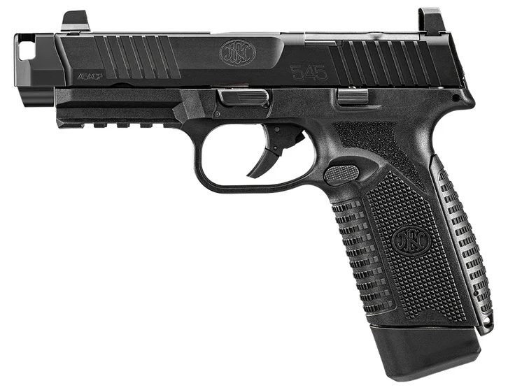FN 545 MRD Comp .45 ACP pistol in black with compensator and optics-ready slide