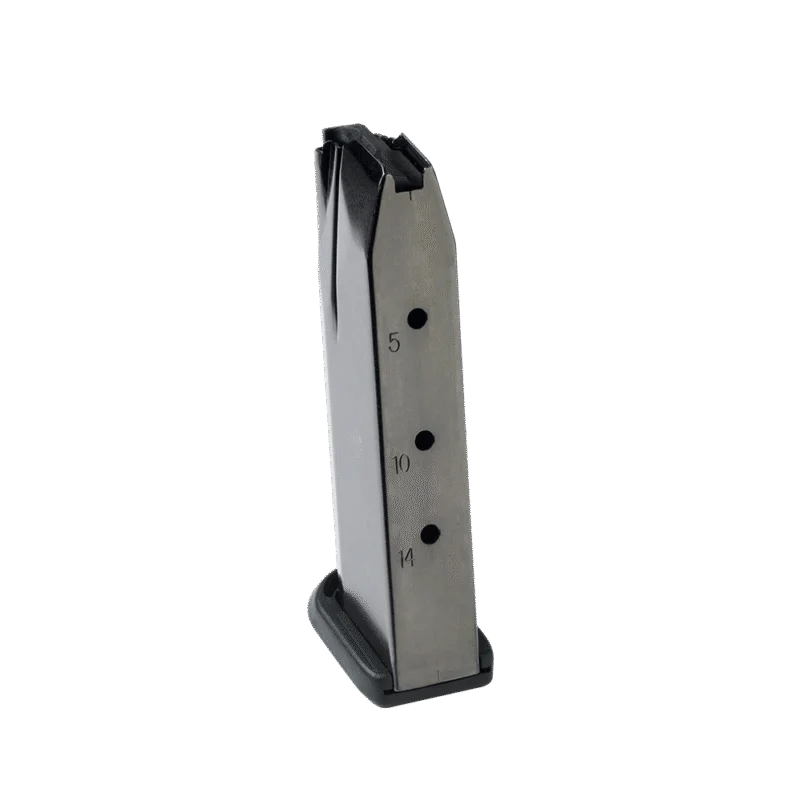 FN 14-round magazine for FNS/FNX .40 S&W, black steel body with polymer base pad