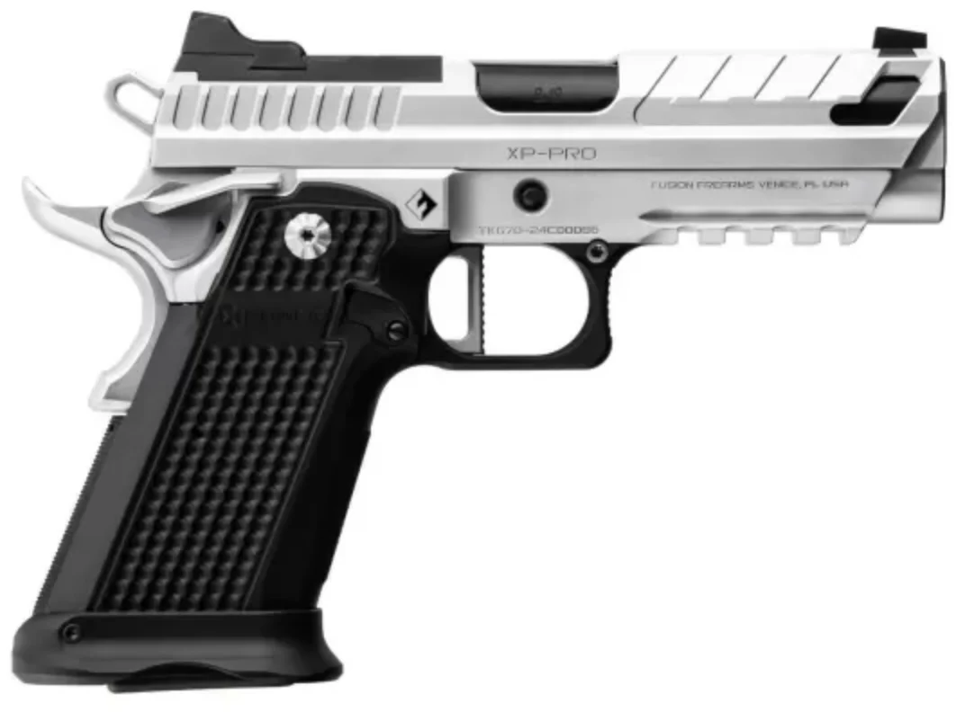 Fusion XP Pro 9mm 4in chrome 17rd double-stack 1911-style pistol accepting Glock 17 magazines