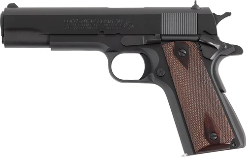 Colt 1911 Government Series 70 .45 ACP 5-inch blued pistol with rosewood grips