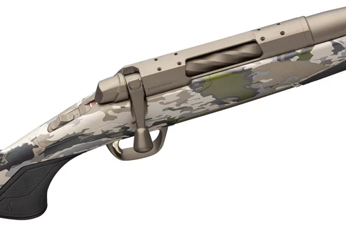 Browning X-Bolt 2 Speed SPR rifle in OVIX camouflage with 22 inch fluted barrel and Smoked Bronze Cerakote finish