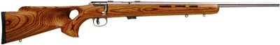 Savage Mark II BTVS 21 in .22 LR bolt-action rifle with laminate thumbhole stock and satin stainless barrel