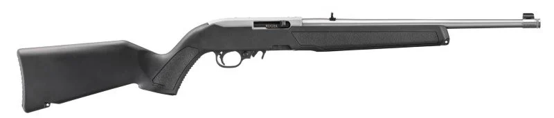 Ruger 10/22 .22 LR carbine with 16.4in threaded satin stainless barrel and black polymer M-LOK stock