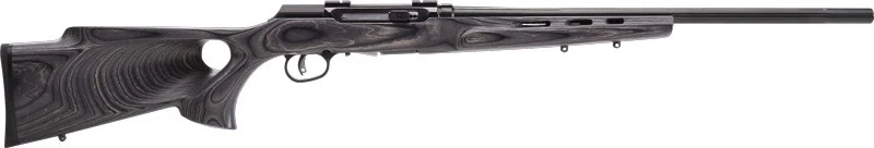 Savage A17 Target Thumbhole .17 HMR rifle 22 inch heavy fluted barrel grey laminate stock