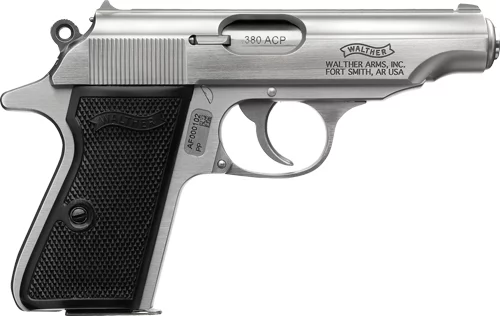 Walther PP stainless .380 ACP pistol side profile