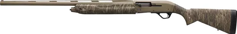 Winchester SX4 Hybrid Hunter left-hand 12 gauge shotgun with 28-inch barrel, Mossy Oak Bottomland camo stock and FDE Cerakote