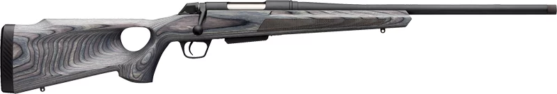 Winchester XPR Thumbhole Varmint 270 Win rifle with 24-inch barrel and gray laminate thumbhole stock