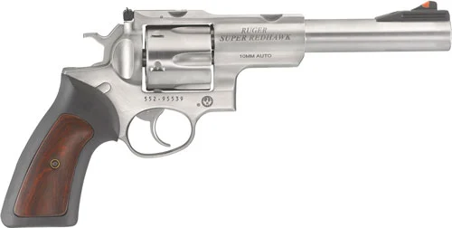 Ruger Super Redhawk 10mm 7.5-inch stainless revolver with rubber grip and adjustable sights, 6-round