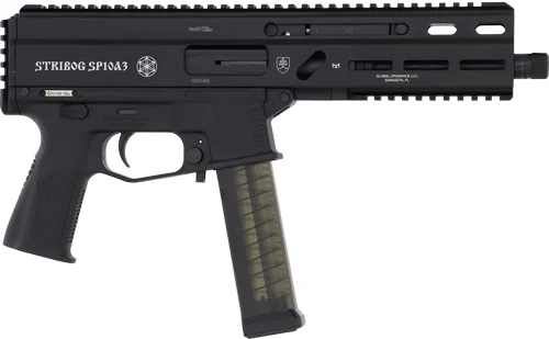 Grand Power Stribog SP10A3 10mm 8-inch threaded barrel black with Picatinny rails and M-LOK handguard