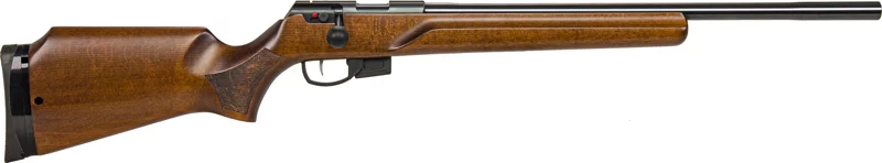 Anschutz 1761 HB MPR .22 LR bolt-action rifle with 21.4 inch barrel and hardwood stock, blued finish