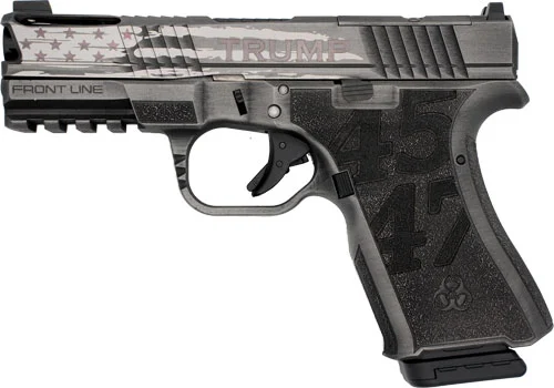 Black Rain Ordnance Frontline Trump Custom 9mm 4 inch grey battleworn pistol