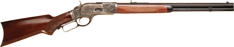 Cimarron 1873 Short Deluxe 20-inch blued octagon barrel rifle with walnut pistol-grip stock