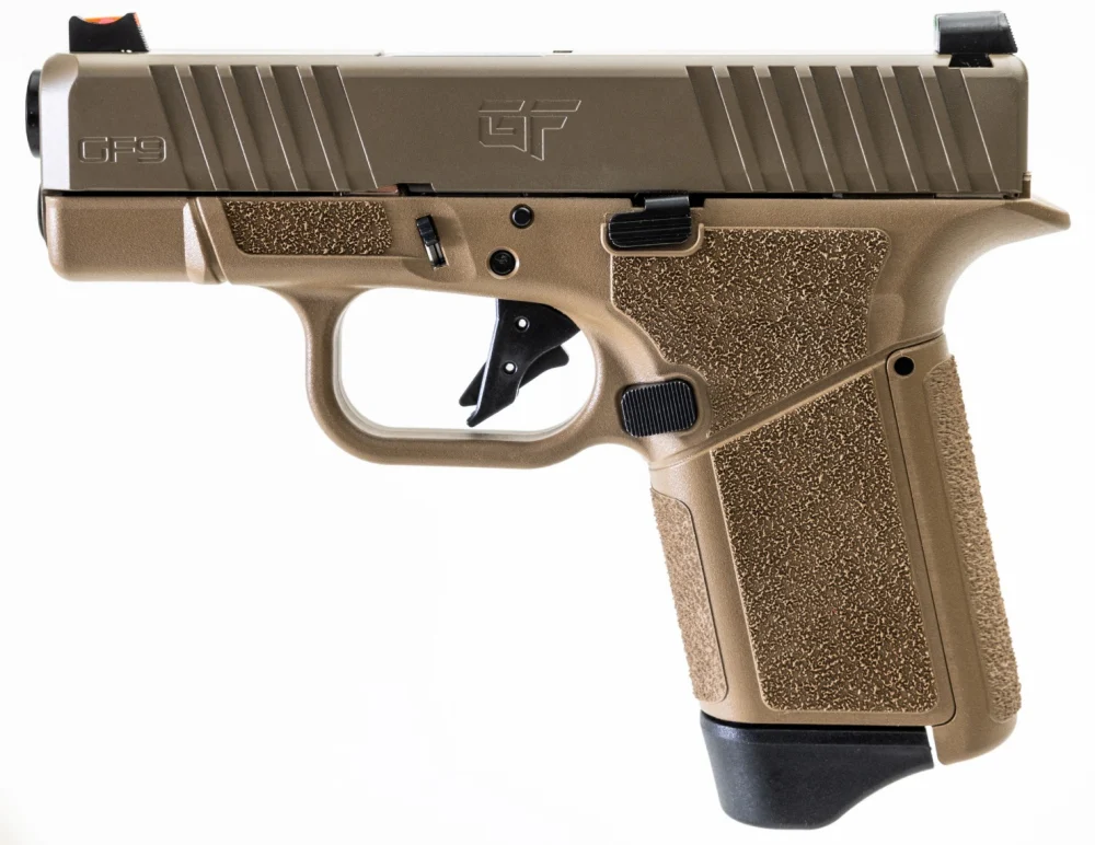 GForce Arms GF9 Rapture-X 9mm 3.25in FDE pistol profile