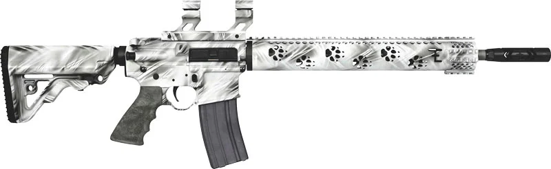 Rock River Arms RRA LAR15 Predator2 16-inch Ghost Camo rifle side view with scope mount