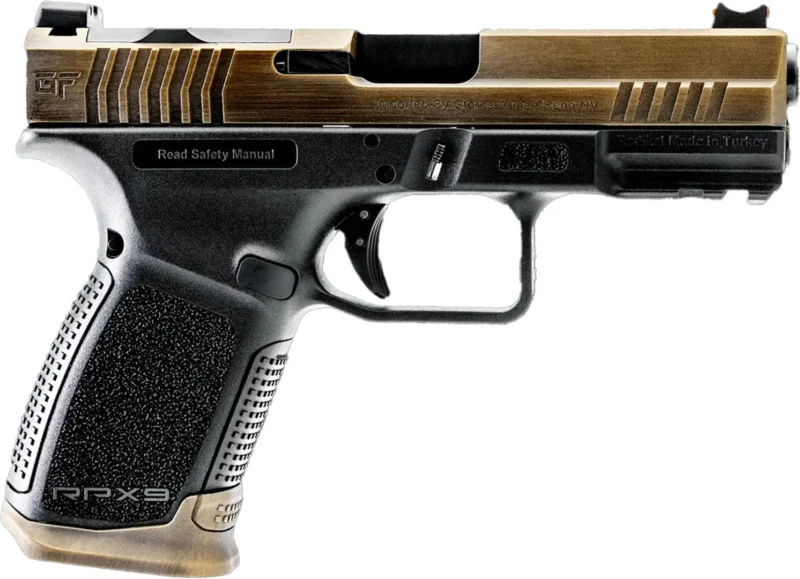 G-Force Arms RPX9 Exodus 9mm pistol with bronze Cerakote slide and black polymer frame