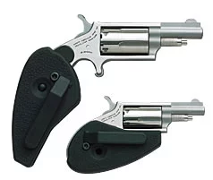 North American Arms Mini-Revolver .22 Magnum 1 1/8 inch stainless with black holster grip