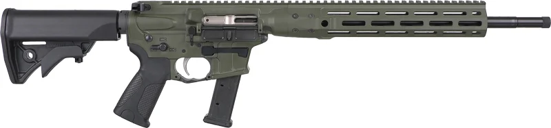LWRC IC Nine Carbine 9mm 16.1 inch OD green metal with black synthetic stock