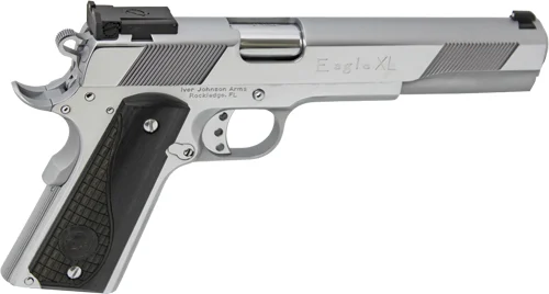 Iver Johnson Eagle XL 10mm 6-inch polished chrome 1911, right-side view
