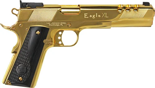 Iver Johnson Eagle XL Ported .45 ACP 6in 24K Gold Black Wood Grips