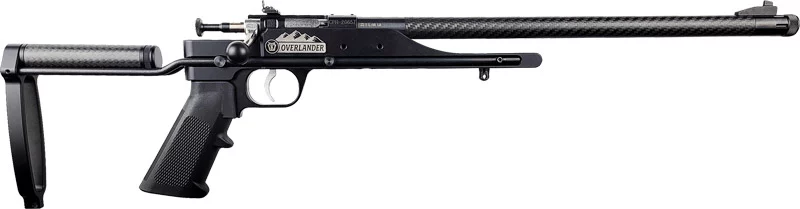 Keystone Overlander 6061 .22 LR rifle with 16.12 in carbon fiber threaded barrel and black aluminum chassis