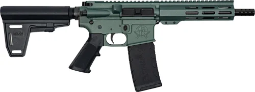 Great Lakes GLFA 223 Wylde braced pistol with 7.5 inch nitride barrel in charcoal green