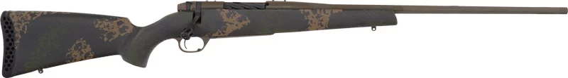 Weatherby Mark V Backcountry 2.0 .308 Win rifle with Peak 44 Blacktooth carbon stock and Patriot Brown Cerakote finish