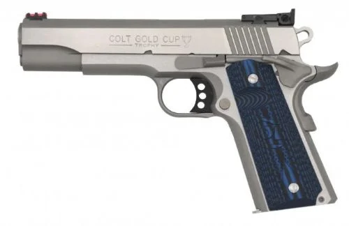 Colt Gold Cup Lite .38 Super 5-inch blued/stainless handgun with G10 grips and fiber optic front sight